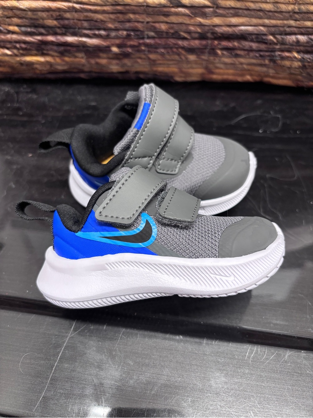 Nike Sneaker Star Runner 3 2C‎ Mesh Grey Blue Toddler Athletic Sporty Shoe